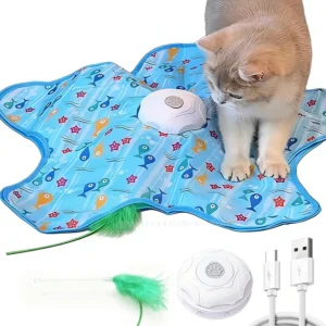 Electric Cat Interactive Hide and Seek Game Pet Toy with Moving Concealed Wand Feather Chargeable Automatic Cats Teaser Toy