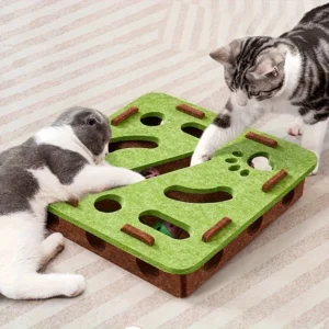 Cat Self-Entertainment Boredom Buster: Interactive Maze Box with Scratching Board Cat Tree and Sound Toy for Different Scenarios
