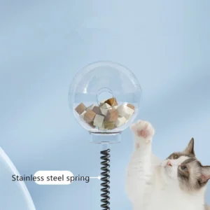 1pc Spring Cat Food Leakage Ball, Swing Self Entertainment Cat Treat Dispensing Ball Pet Puzzle Slow Feeder