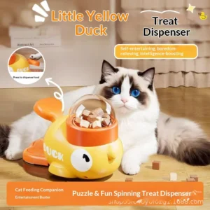 Little Yellow Duck Pet Treat Dispenser Interactive Food Leaking Toy for Cats Dogs Training Slow Feeder Auto Feeder Pet Supplies
