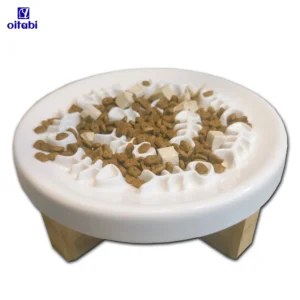 Oitabi Ceramic Slow Feeder Cat Bowl, Elevated Slow Feeder, Kitten Puzzle Feeder for Dog / Cats, Bowls With Stand, Easy to Clean