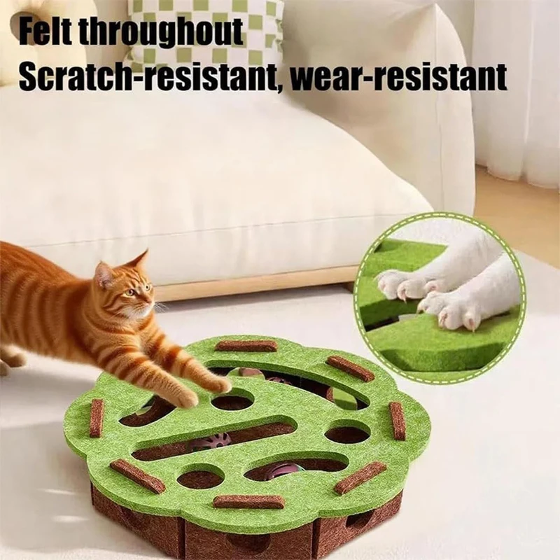 Cat Puzzle Toy Felt Puzzle Box Cat Exercise Toys With Bell Ball Indoor Sports Entertainment Hunting Interactive Cat Toys Indoor - Image 5