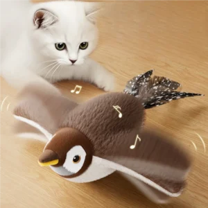 Interactive Cat Toy Flapping Bird With Catnip Rechargeable Bird Cat Toys Touch Activated Fluffy Plush Toys For Cats