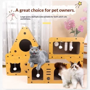 Cat Scratching Board Cat Bed Combo Durable Self Play Cat Toy Climbing Frame Sleeping Playing All in One House Cat Villa for