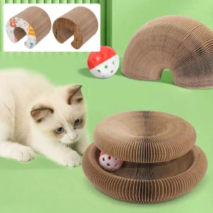 Magics Organ Foldable Cat Scratch Board Toy with Bell Sturdy Foldable Kittys Kurls Cat Scratcher Claw Board for Indoor Cat