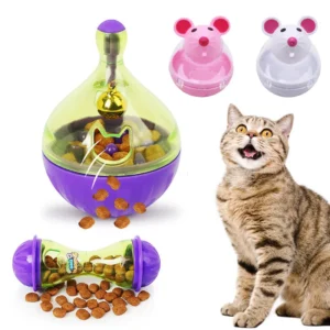 Cat Food Leakage Toys Interactive Food Funnel Plastic Cat Food Dispenser Mouse Ball Shape Tumbler Puzzle Training Pet Supplies