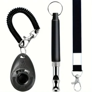 2pc pet exercise clicker, ultrasonic dog whistle (with 1 hanging rope), pet behavior training correction instruction beeper