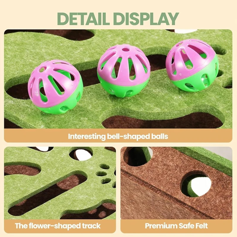 Cat Puzzle Toy Felt Puzzle Box Cat Exercise Toys With Bell Ball Indoor Sports Entertainment Hunting Interactive Cat Toys Indoor - Image 4