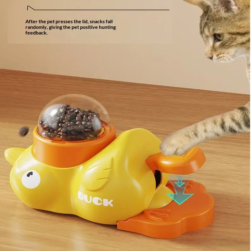 Little Yellow Duck Pet Treat Dispenser Interactive Food Leaking Toy for Cats Dogs Training Slow Feeder Auto Feeder Pet Supplies