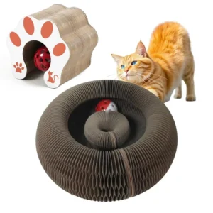Cat Scratching Board, Magic Organ Cat Toy, Nteractive Scratch Pad, Indoor Foldable Recyclable Accordion Cardboard Kitten Toy