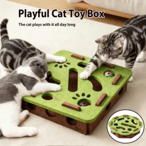 Cat Puzzle Toy Felt Puzzle Box Cat Exercise Toys With Bell Ball Indoor Sports Entertainment Hunting Interactive Cat Toys Indoor