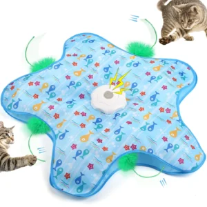 Interactive Cat Toys Rechargeable,Durable Hide and Seek Cat Toys with Moving Concealed Feathers,Automatic Cat Kitten Toy for Cat
