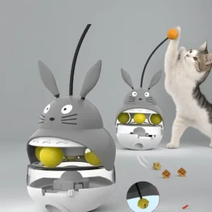 Interactive Cat Feeder Toy - Treat Dispenser & Exercise Toys for Indoor Cats, Fun Food Puzzle with Bell, Pet Feeding Game