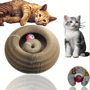 Ultimate indoor interactive mental and physical exercise cat toy, cardboard cat scratcher foldable magic organ cat scratcher