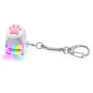 Catpaw Keyboard Clicker Keychain Keyboard Fidget Toys with LED Light Sensory Fun Fingertip Toys Key Accessories Bag Pendant